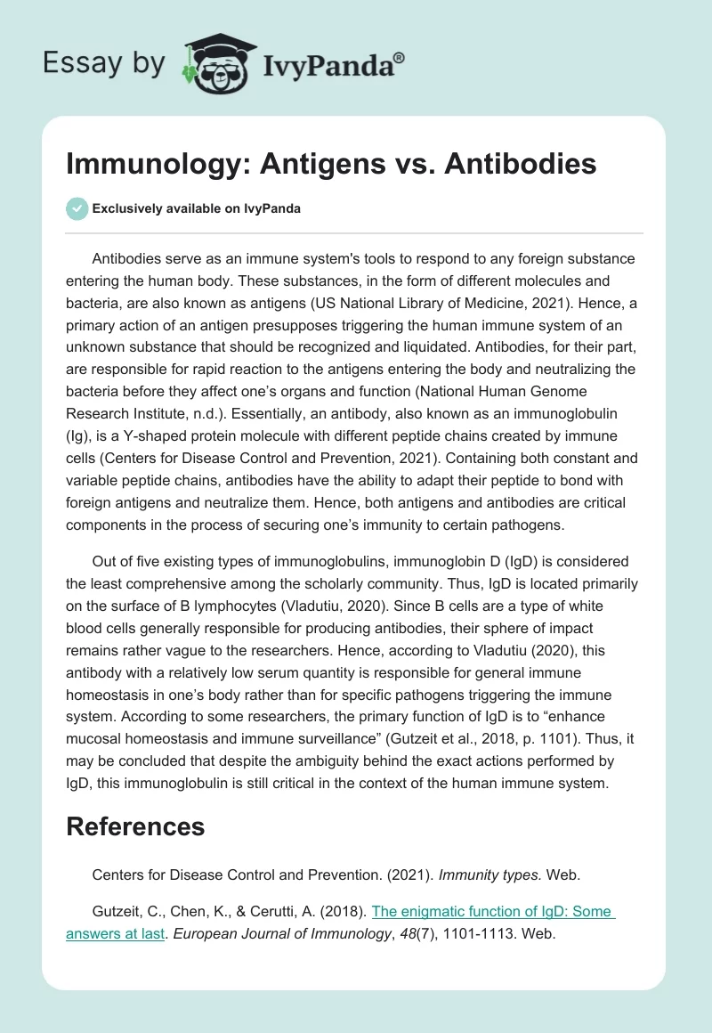 Immunology: Antigens vs. Antibodies. Page 1