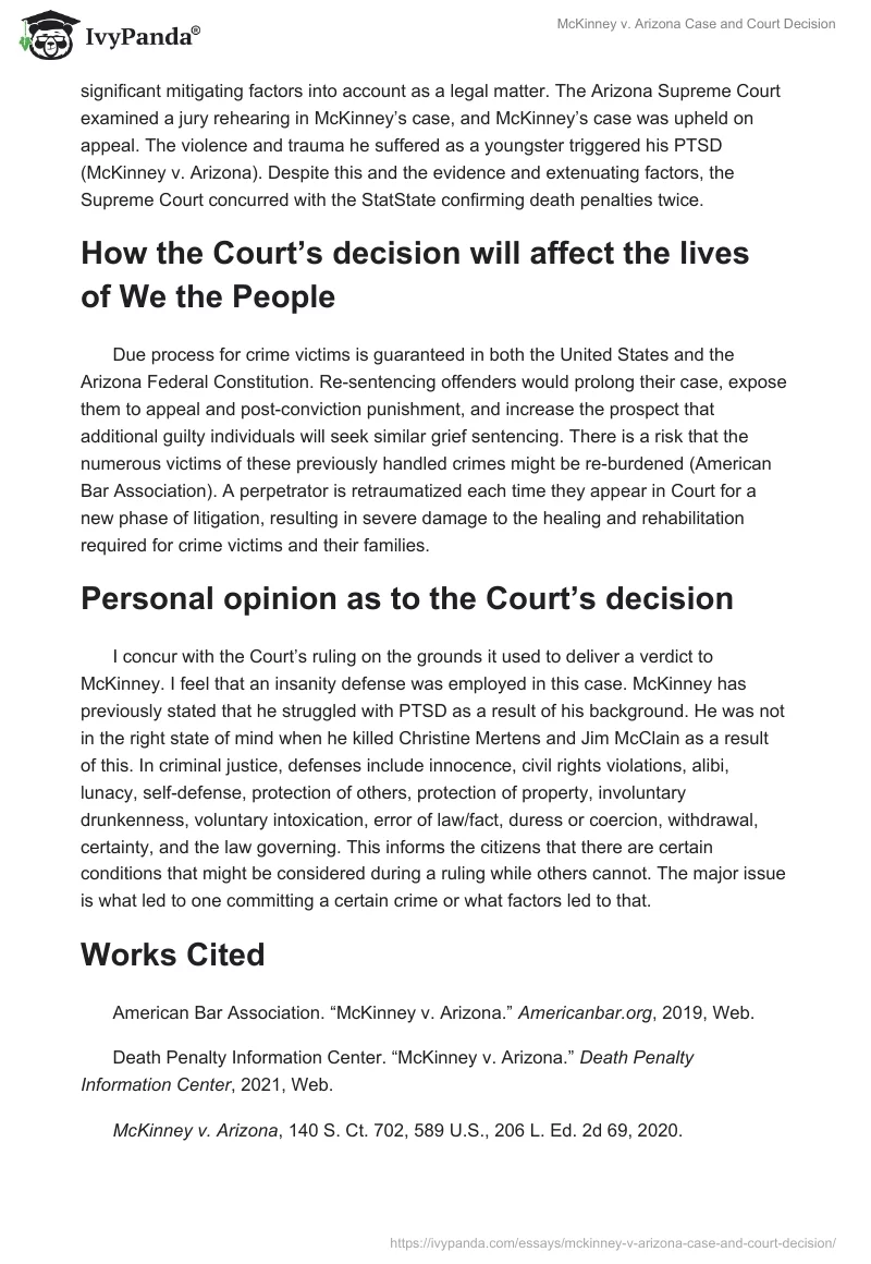 McKinney vs. Arizona Case and Court Decision. Page 2