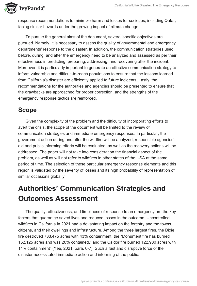 California Wildfire Disaster: The Emergency Response. Page 2