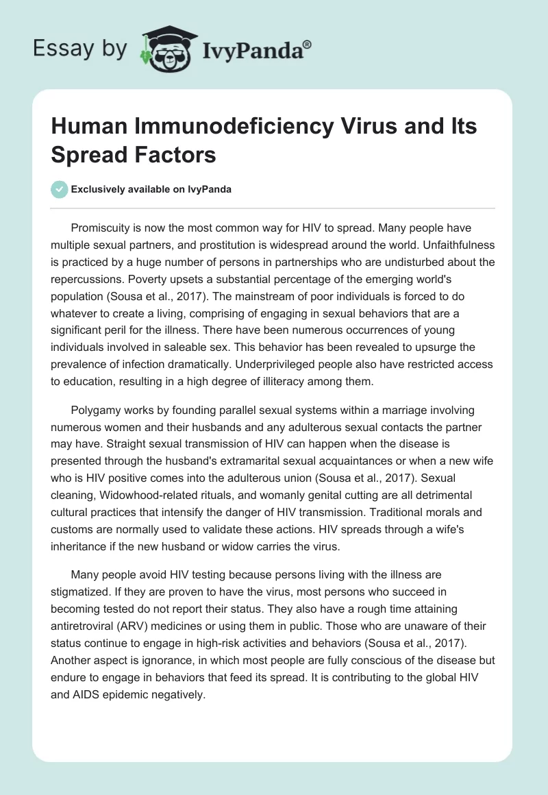 Human Immunodeficiency Virus and Its Spread Factors. Page 1