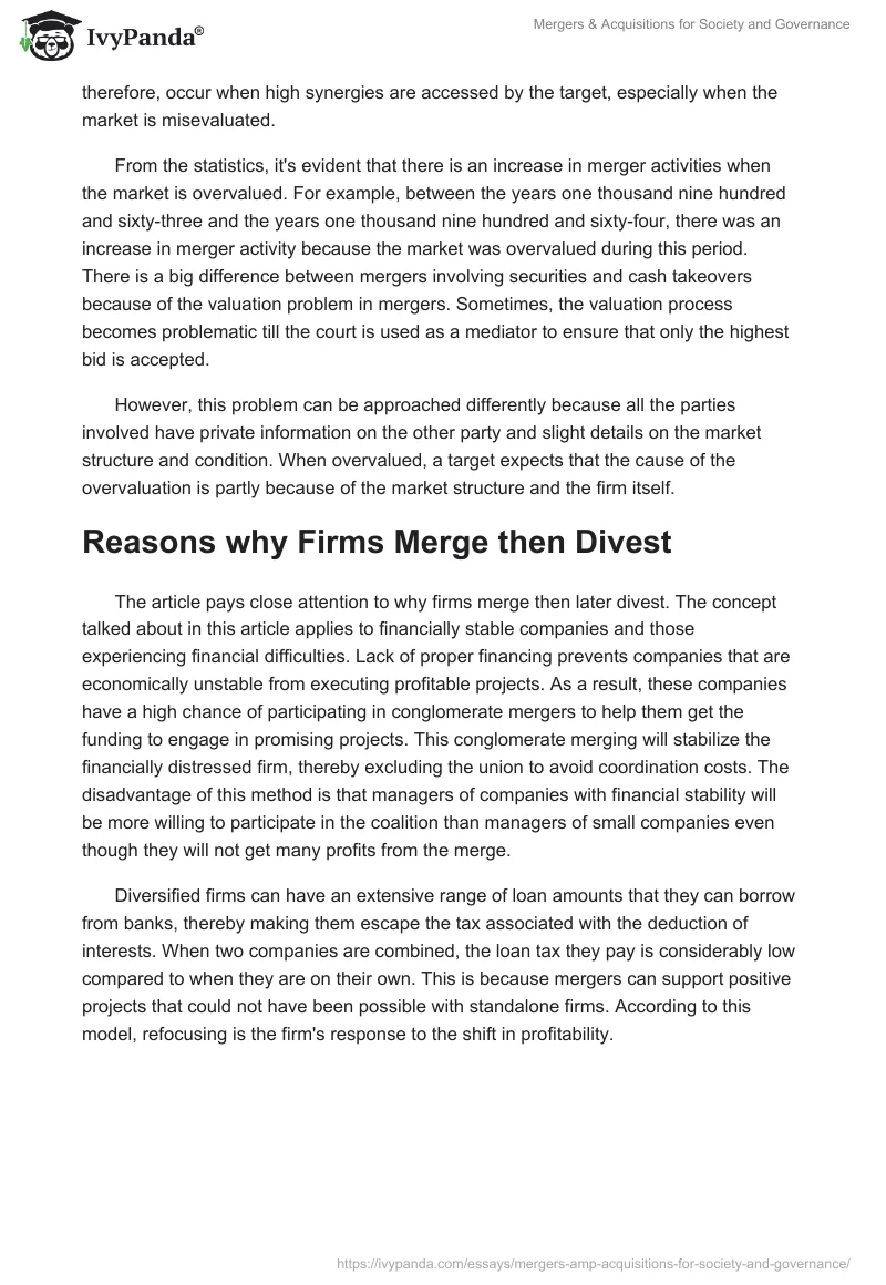Mergers & Acquisitions for Society and Governance. Page 2