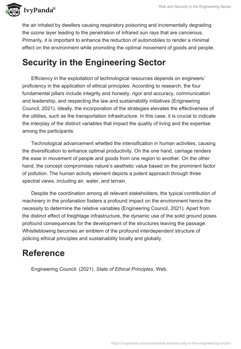 Risk and Security in the Engineering Sector. Page 3