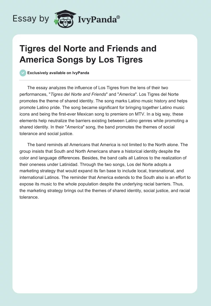 "Tigres del Norte and Friends" and "America" Songs by Los Tigres. Page 1