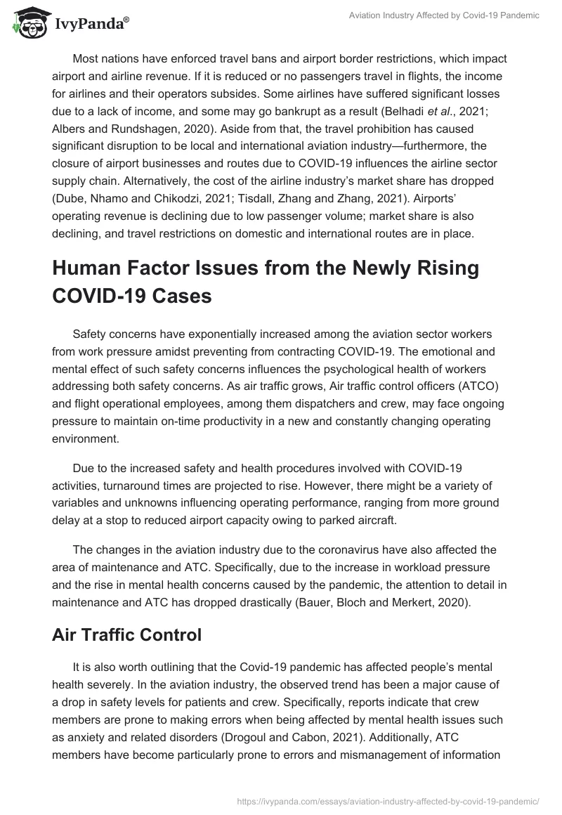 Aviation Industry Affected by Covid-19 Pandemic. Page 2