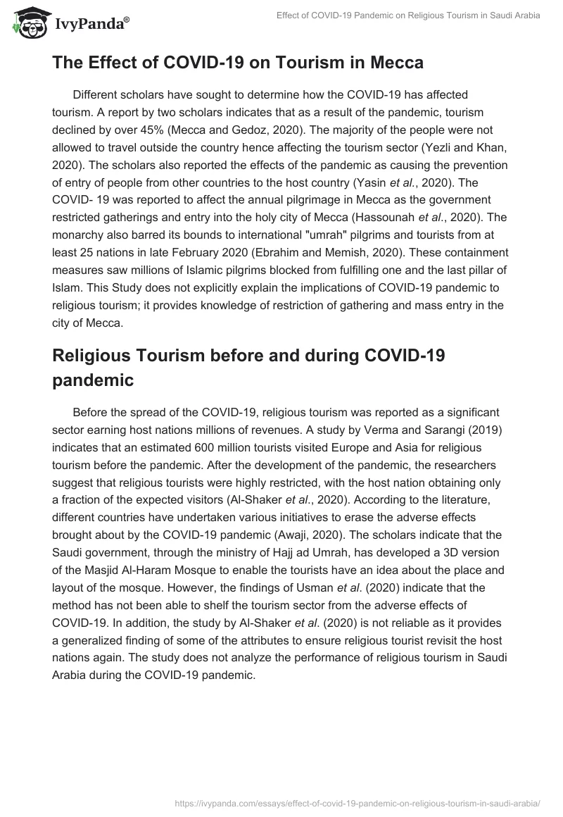Effect of COVID-19 Pandemic on Religious Tourism in Saudi Arabia. Page 3