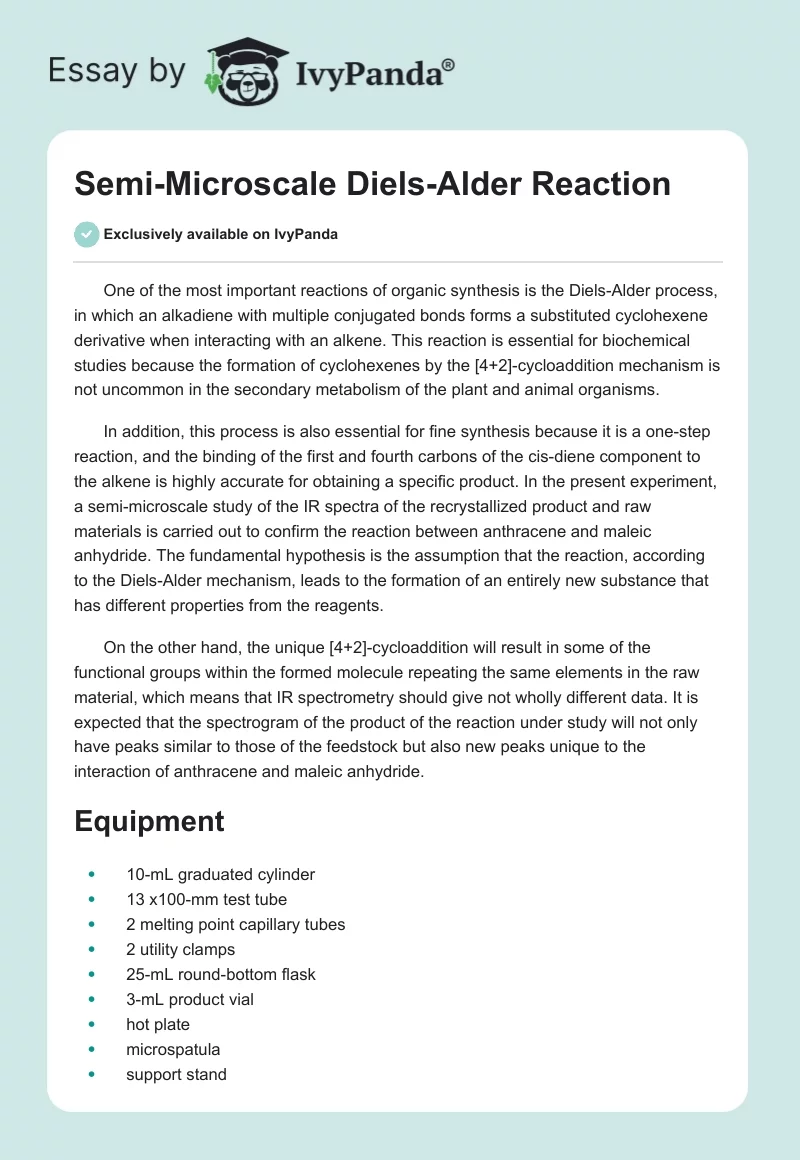 Semi-Microscale Diels-Alder Reaction. Page 1