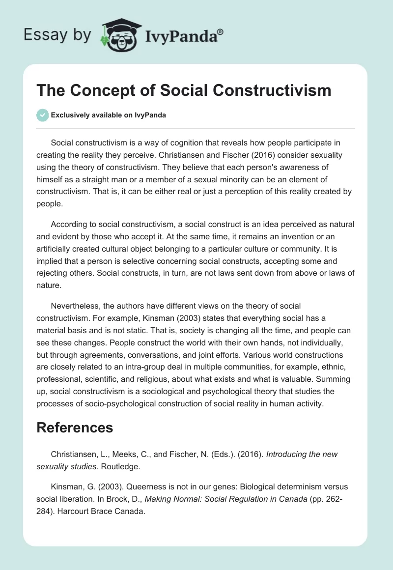 The Concept of Social Constructivism. Page 1