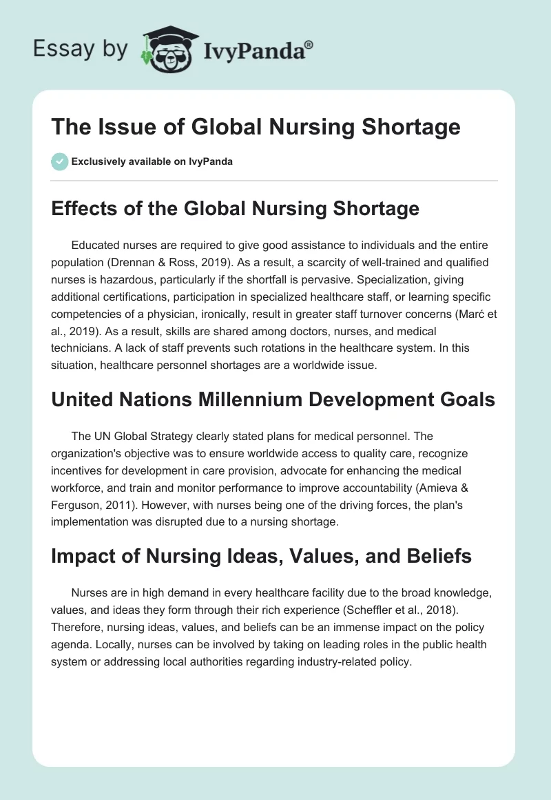 The Issue of Global Nursing Shortage. Page 1