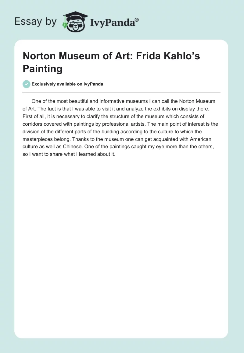 Norton Museum of Art: Frida Kahlo’s Painting. Page 1