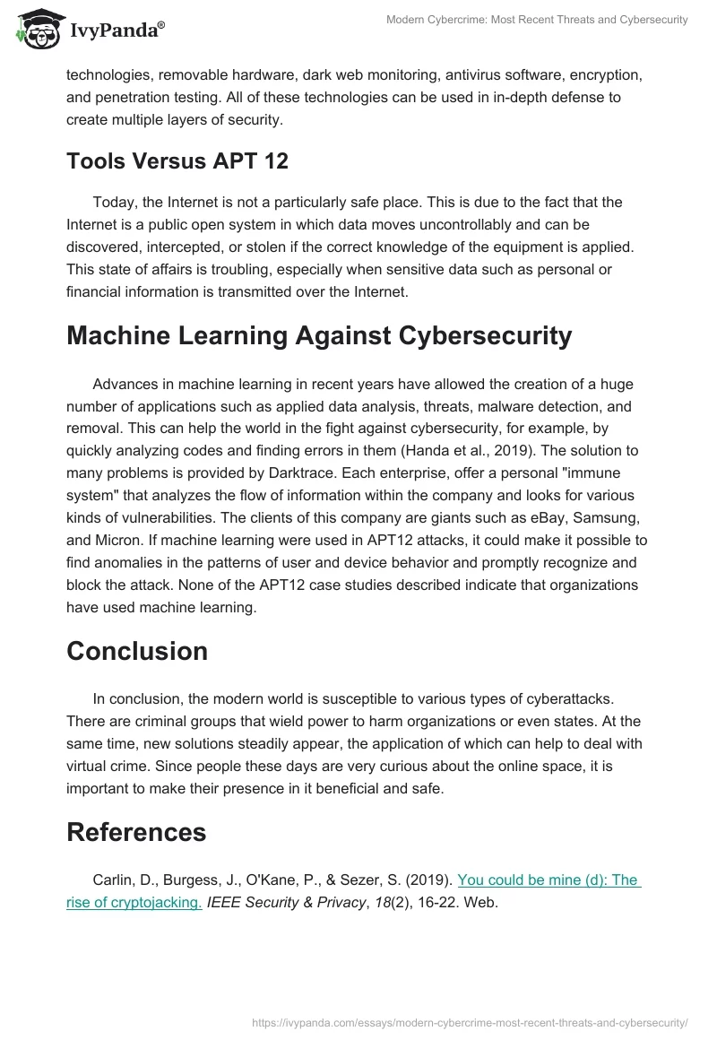 Modern Cybercrime: Most Recent Threats and Cybersecurity. Page 3