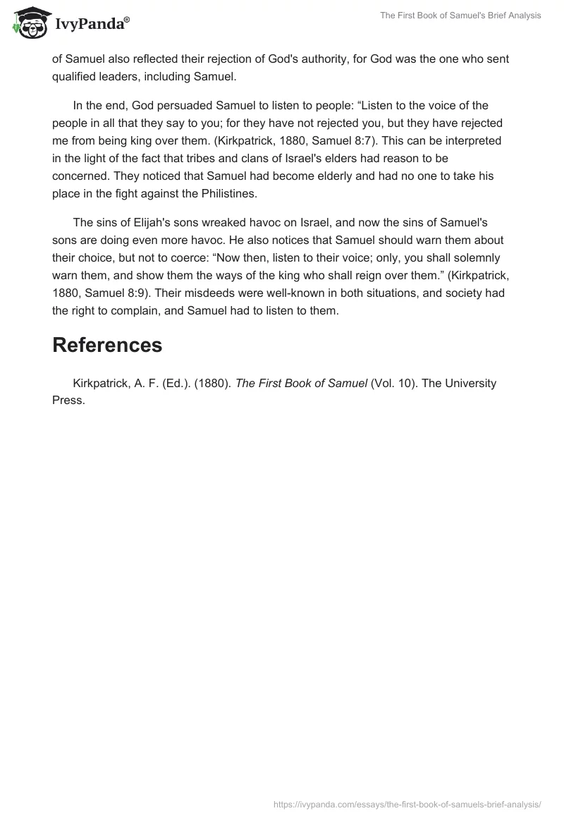 The First Book of Samuel's Brief Analysis. Page 2