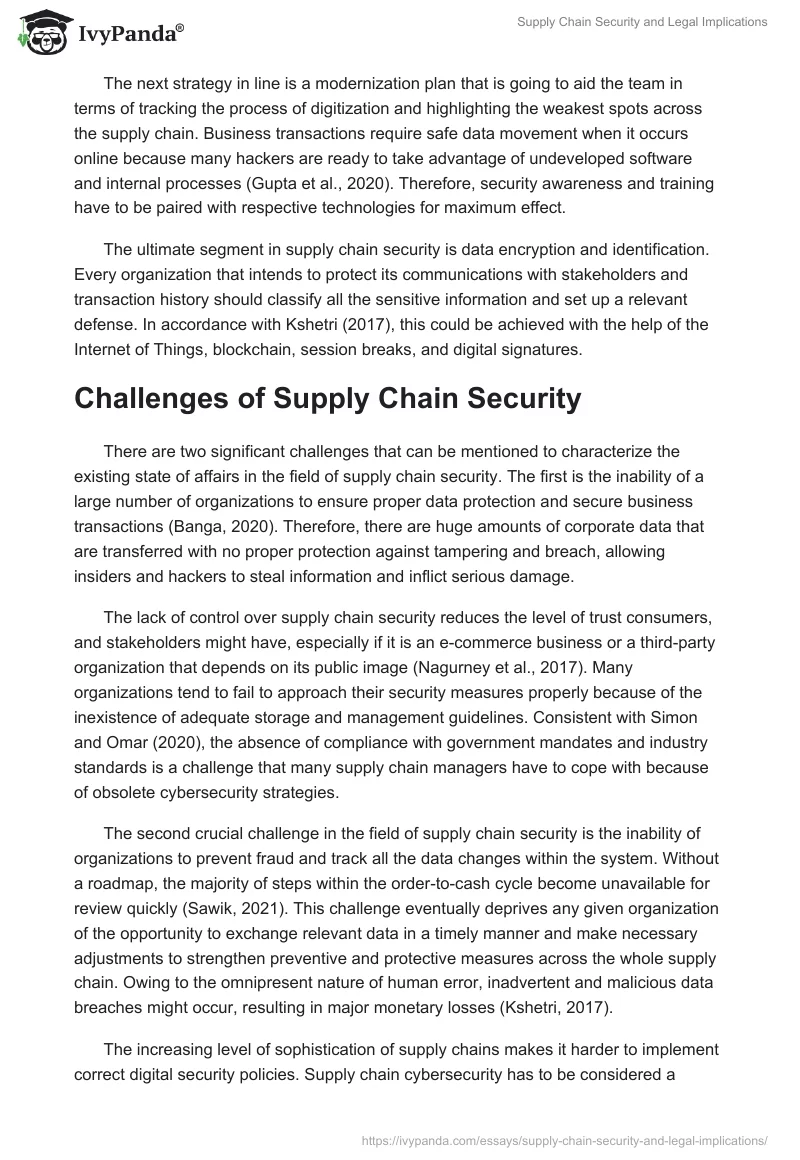 Supply Chain Security and Legal Implications. Page 2