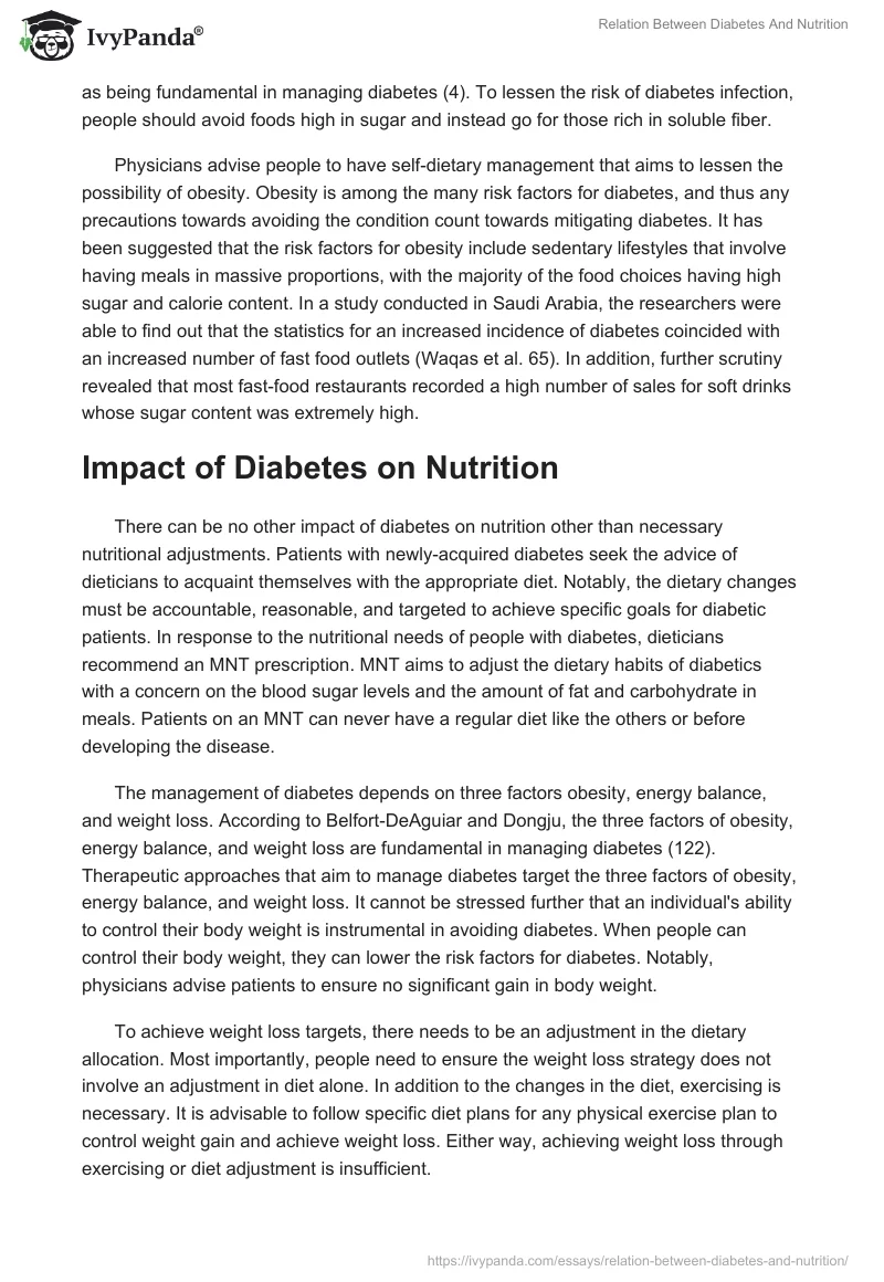 Relation Between Diabetes And Nutrition. Page 2