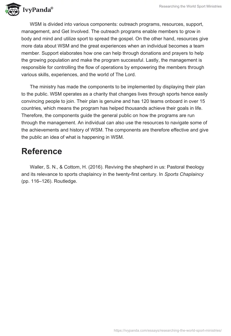 Researching the World Sport Ministries. Page 2