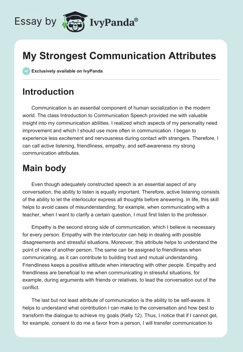 My Strongest Communication Attributes. Page 1