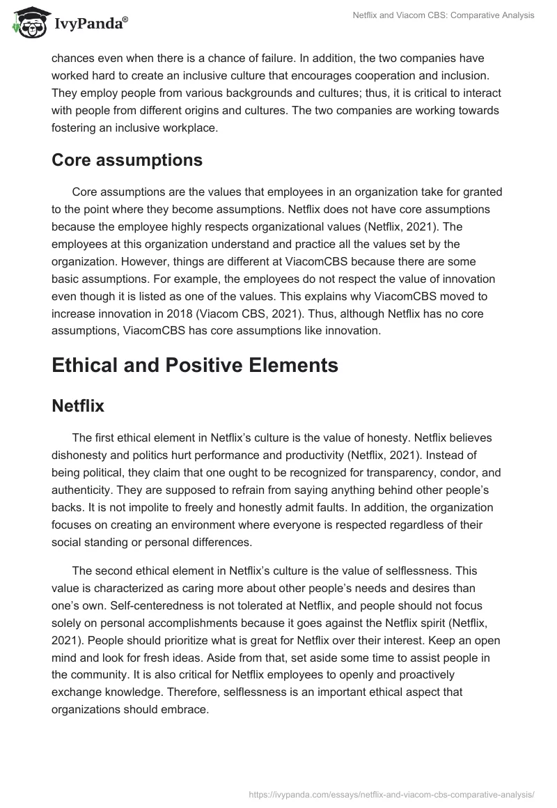 Netflix and Viacom CBS: Comparative Analysis. Page 3