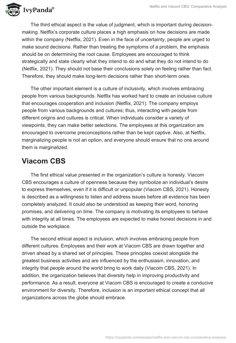 Netflix and Viacom CBS: Comparative Analysis. Page 4