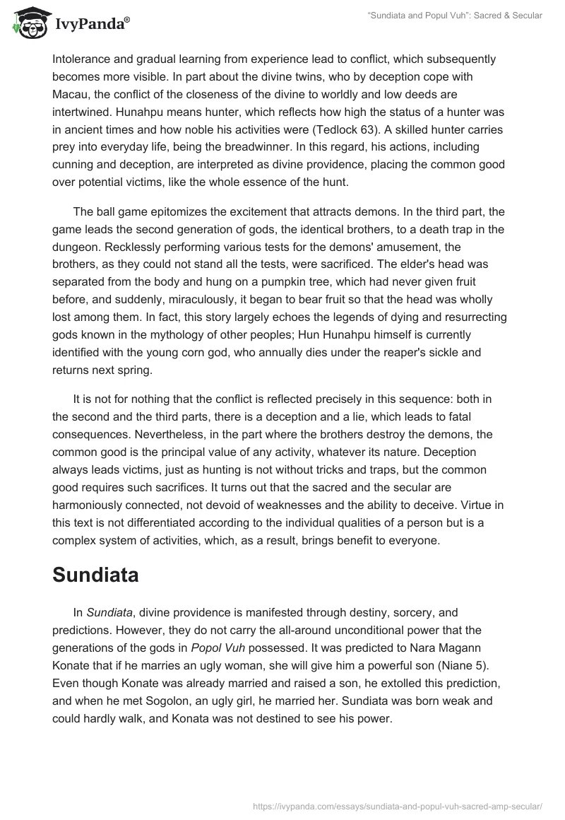 “Sundiata" and "Popul Vuh”: Sacred & Secular. Page 2