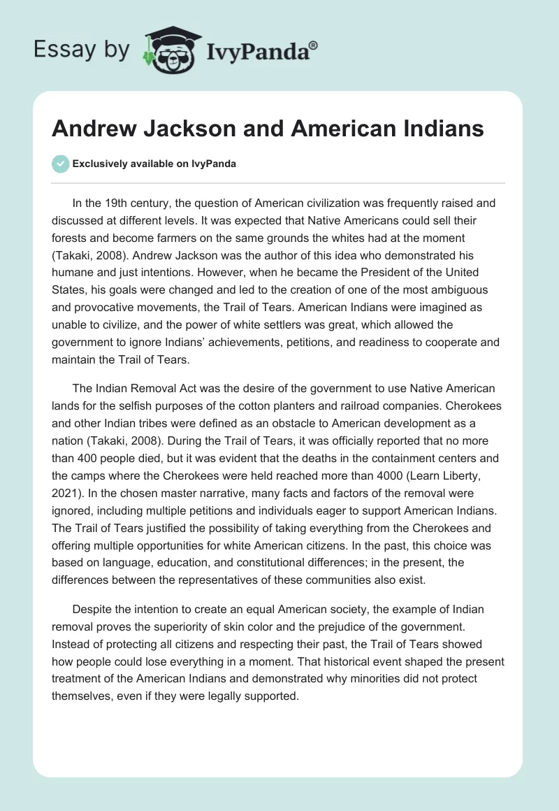 Andrew Jackson and American Indians. Page 1