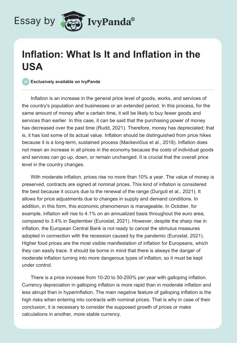 Inflation: What Is It and Inflation in the USA. Page 1