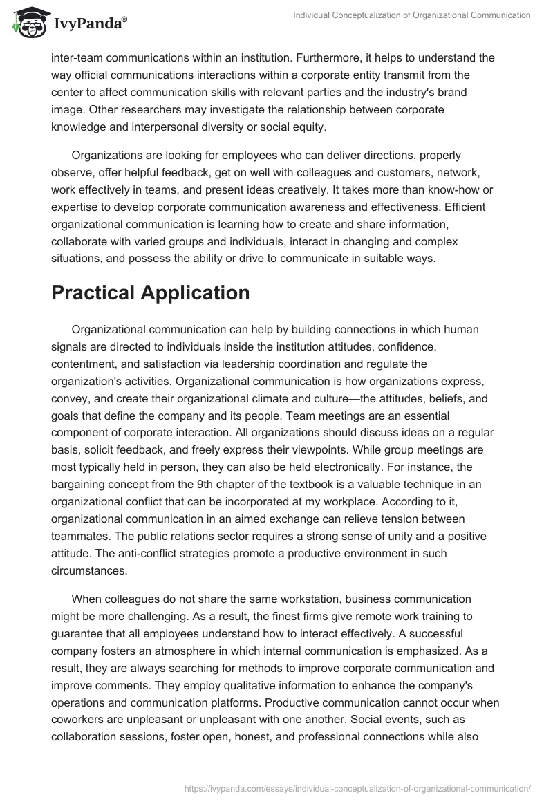 Individual Conceptualization of Organizational Communication. Page 2