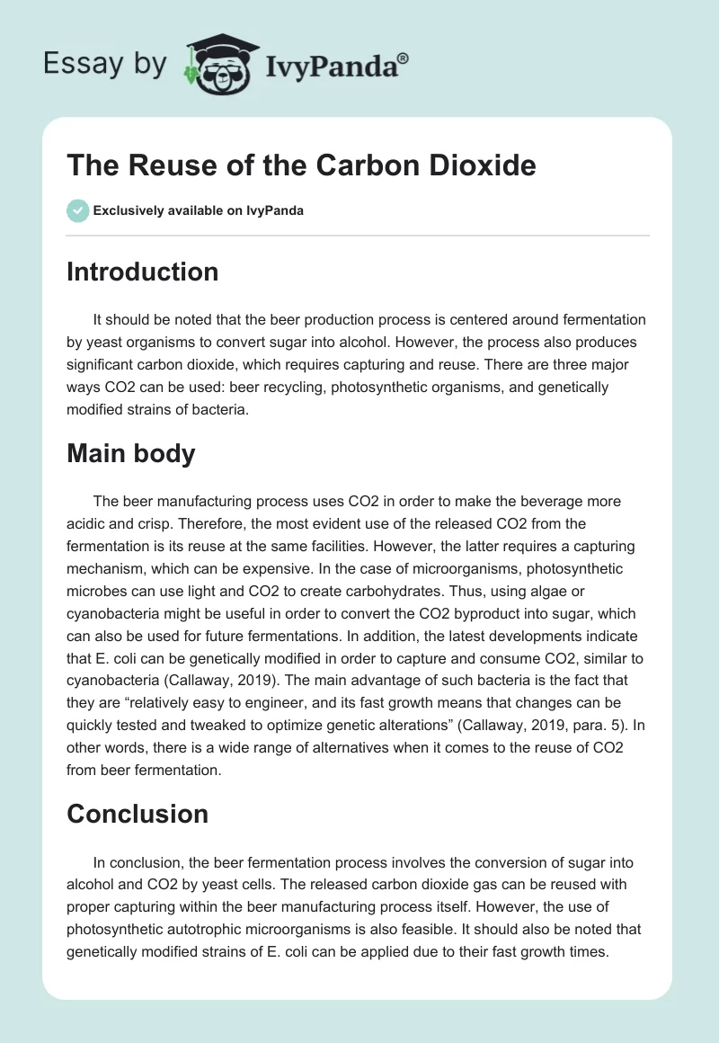 The Reuse of the Carbon Dioxide. Page 1