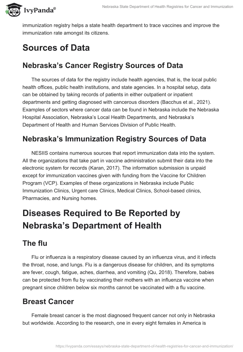 Nebraska State Department of Health Registries for Cancer and Immunization. Page 2