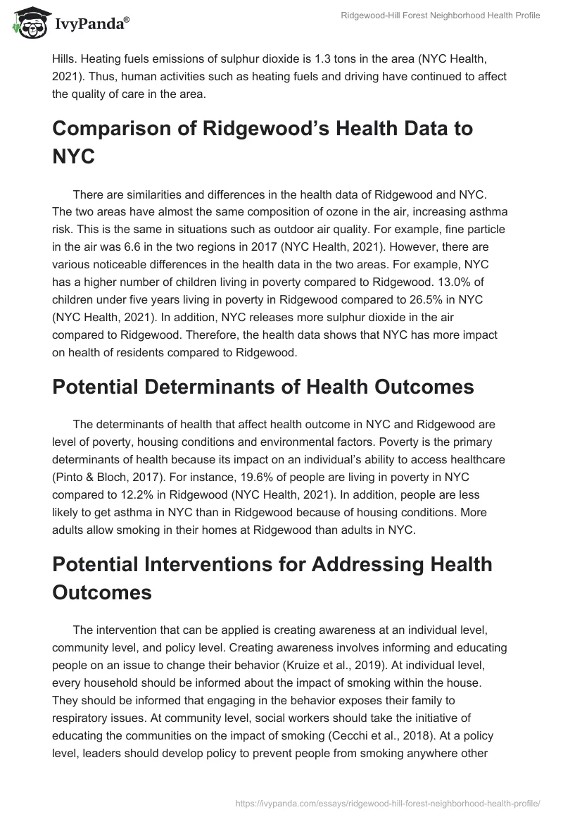 Ridgewood-Hill Forest Neighborhood Health Profile. Page 3