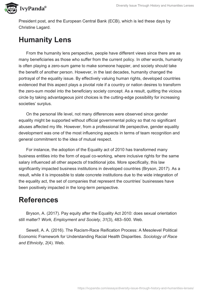 Diversity Issue Through History and Humanities Lenses. Page 2