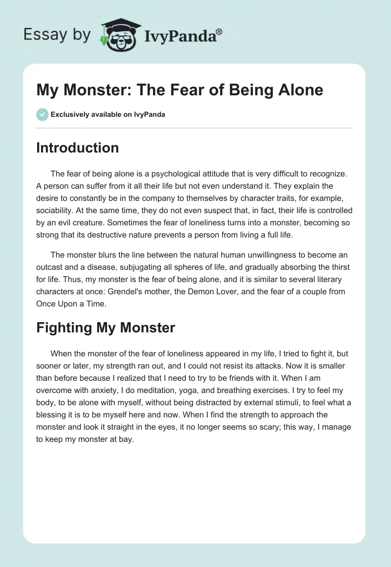 My Monster: The Fear of Being Alone. Page 1