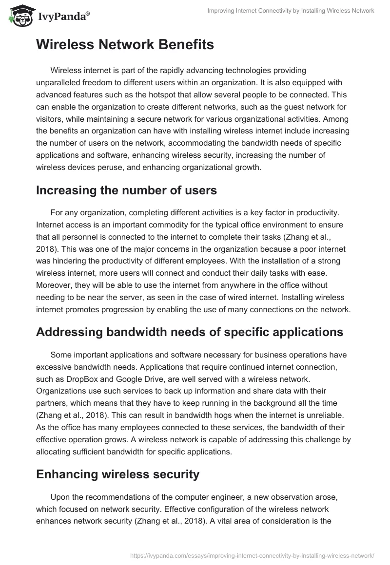 Improving Internet Connectivity by Installing Wireless Network. Page 4