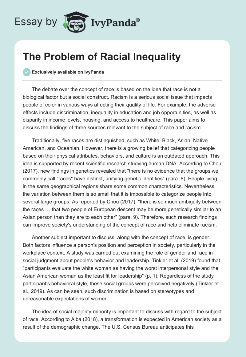The Problem of Racial Inequality. Page 1