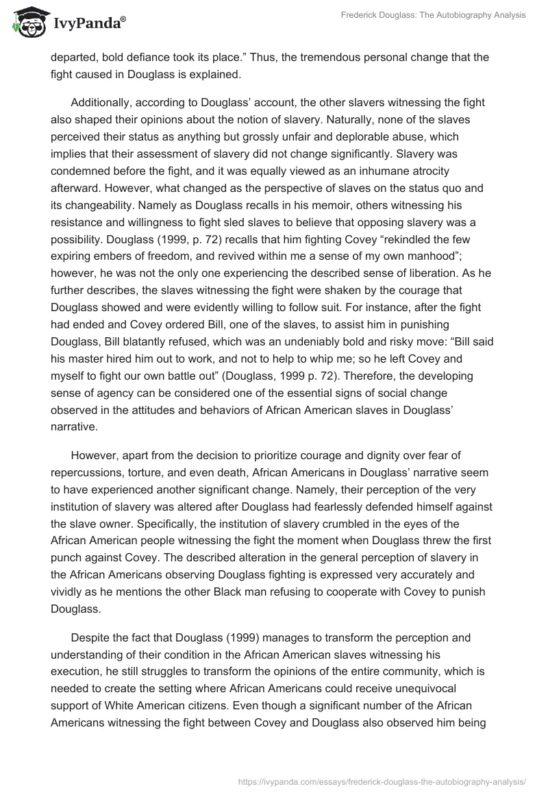 Frederick Douglass: The Autobiography Analysis. Page 3