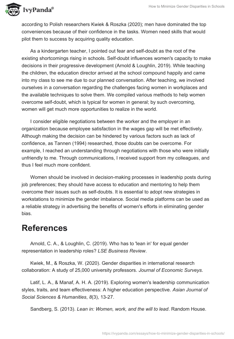 How to Minimize Gender Disparities in Schools. Page 2