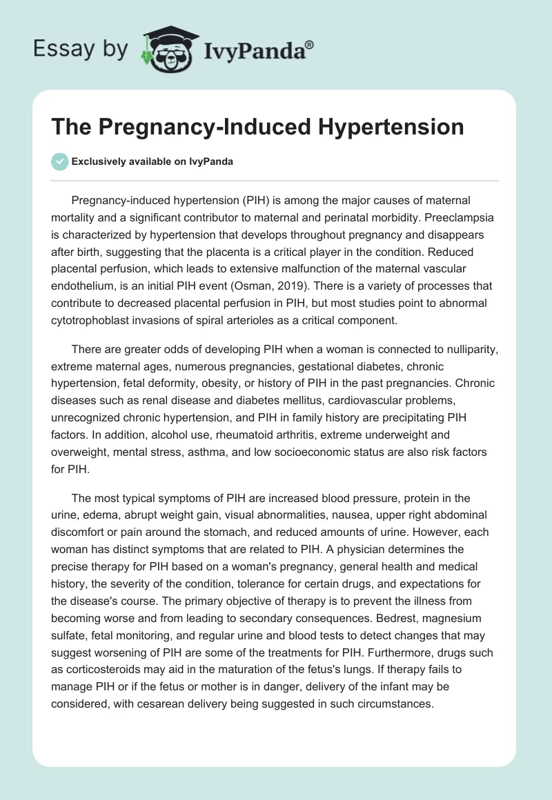The Pregnancy-Induced Hypertension. Page 1