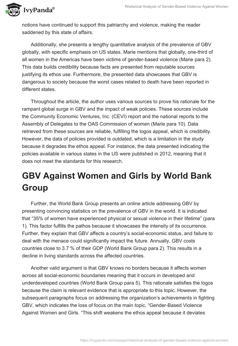 Rhetorical Analysis of Gender-Based Violence Against Women. Page 2