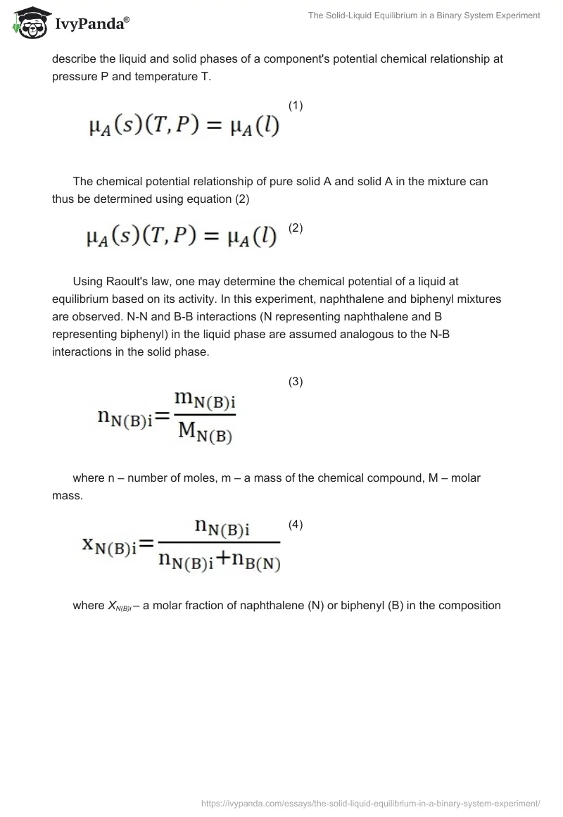 The Solid-Liquid Equilibrium in a Binary System Experiment. Page 2