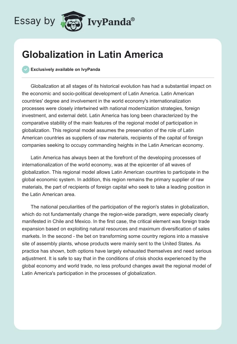 Globalization in Latin America. Page 1