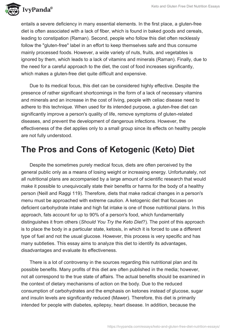Keto and Gluten Free Diet Nutrition Essays. Page 2