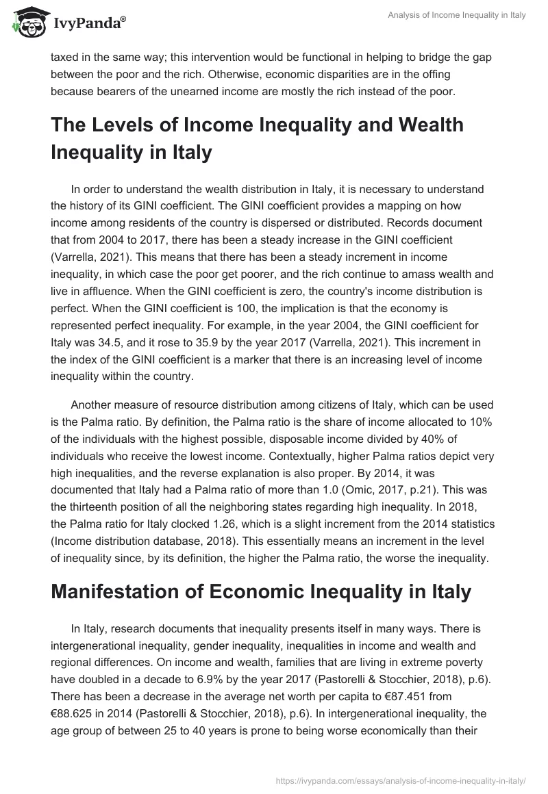 Analysis of Income Inequality in Italy. Page 2