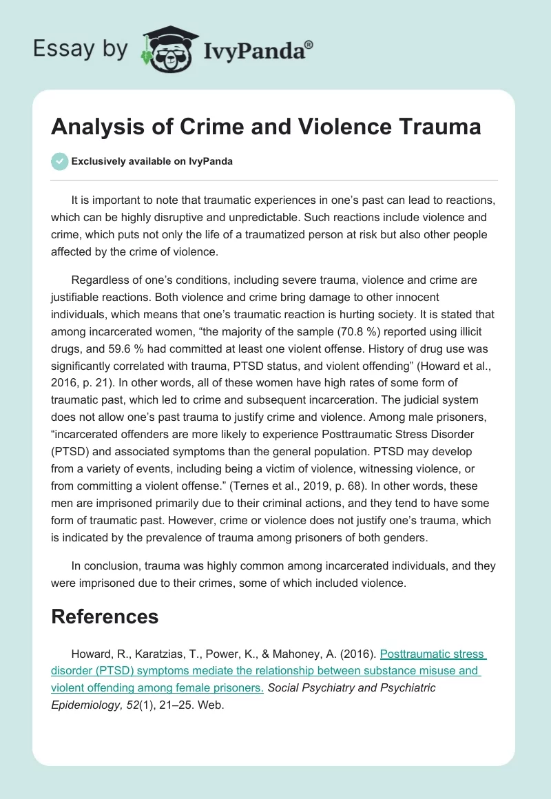 Analysis of Crime and Violence Trauma. Page 1