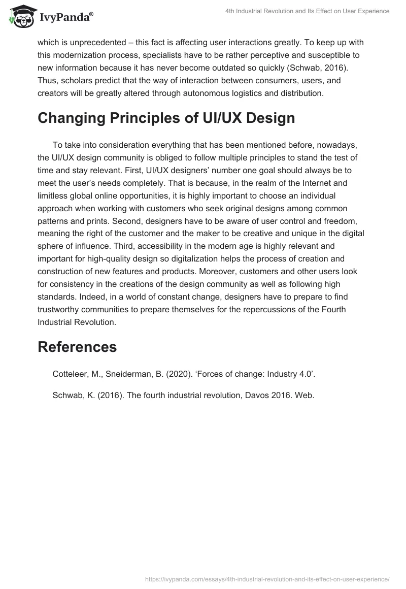 4th Industrial Revolution and Its Effect on User Experience. Page 2