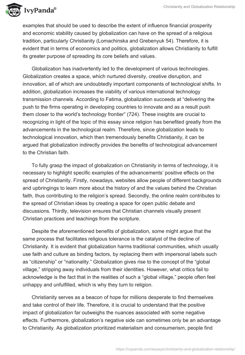 Christianity and Globalization - Relationship. Page 3