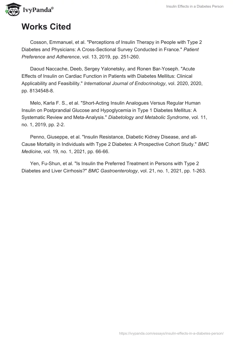 Insulin Effects in a Diabetes Person. Page 2