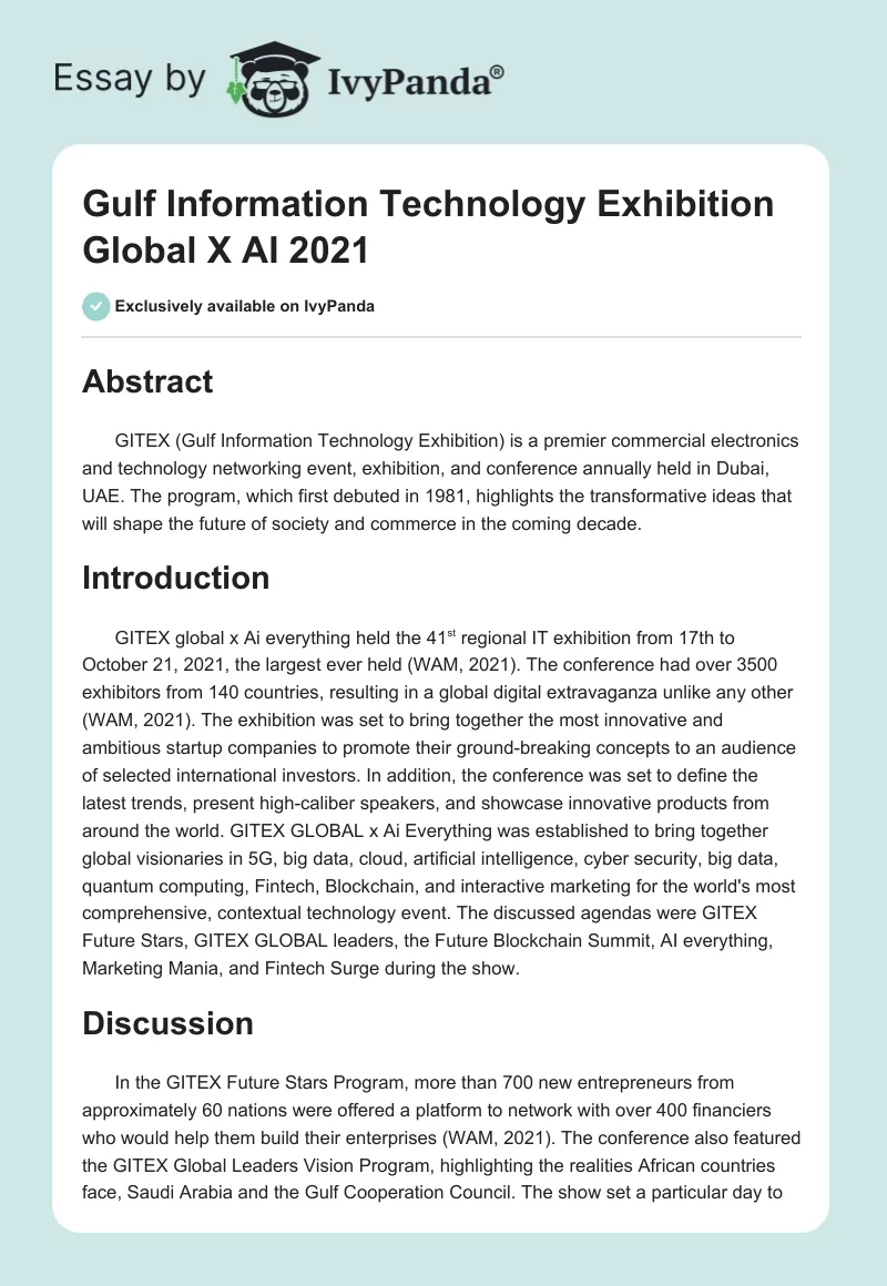Gulf Information Technology Exhibition Global X AI 2021. Page 1