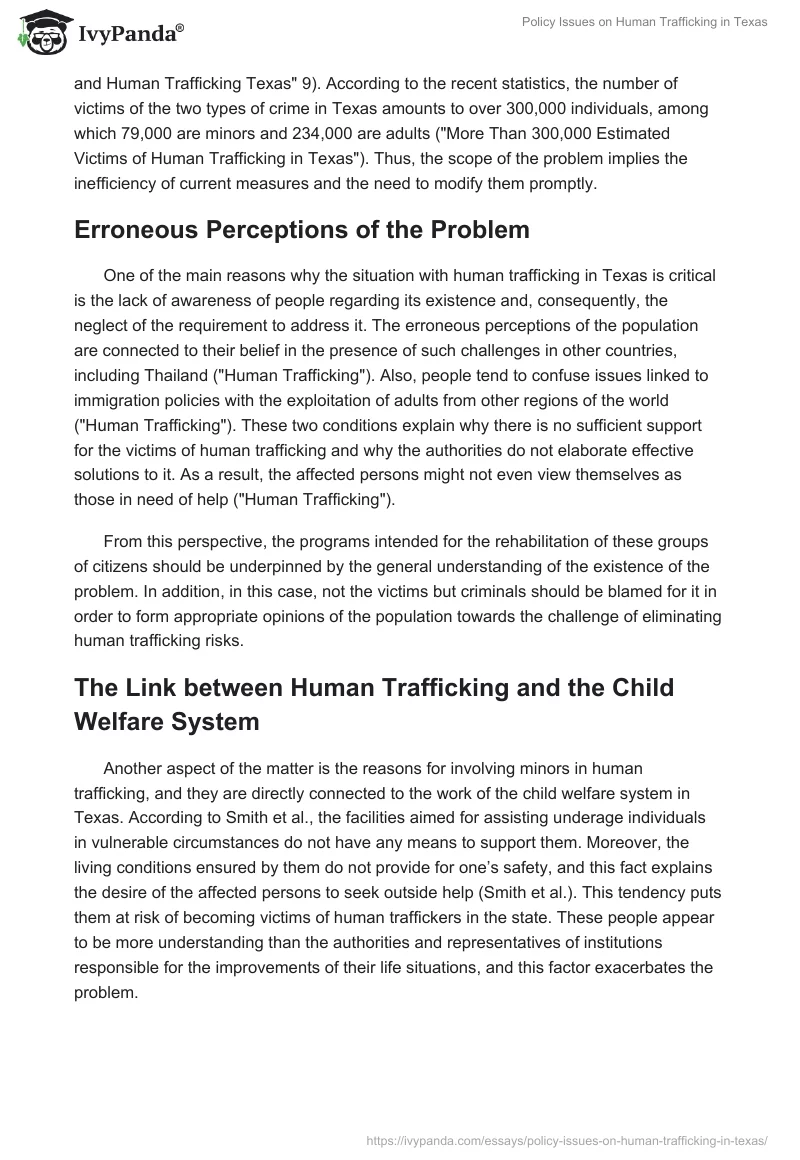 Policy Issues on Human Trafficking in Texas. Page 2