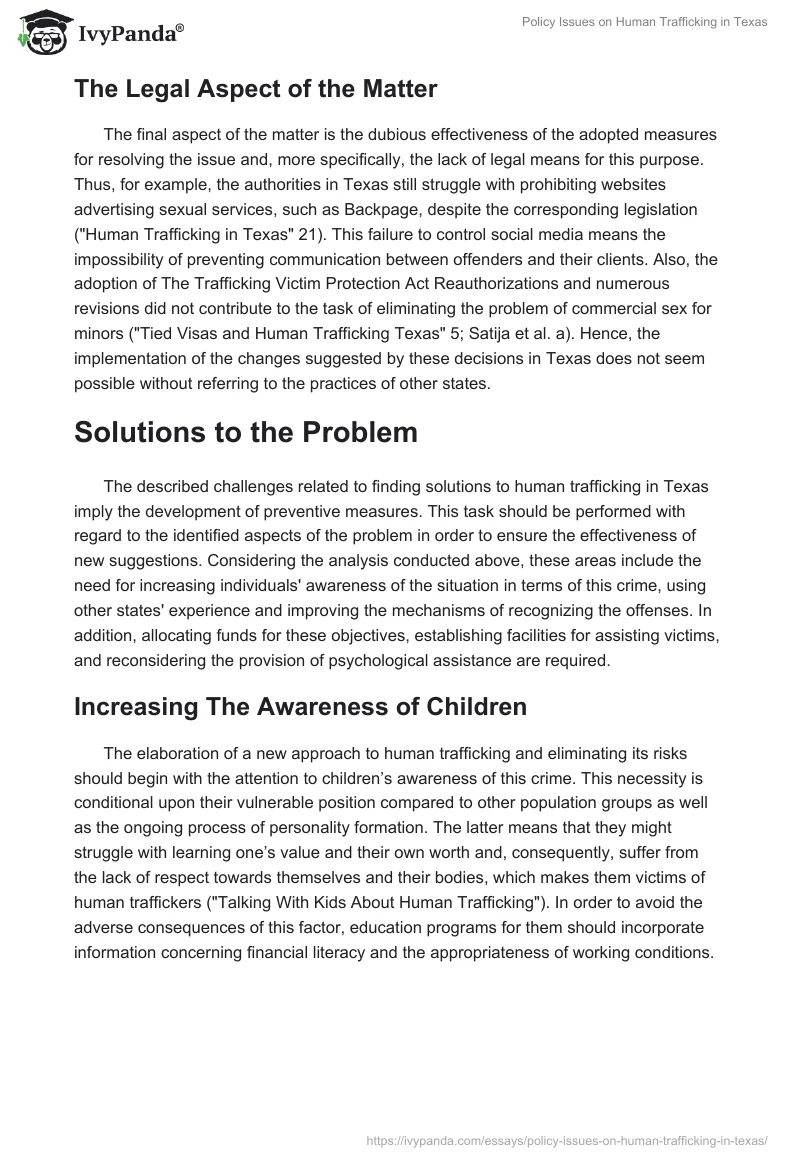 Policy Issues on Human Trafficking in Texas. Page 3