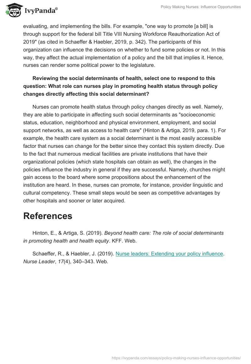 Policy Making Nurses: Influence Opportunities. Page 2