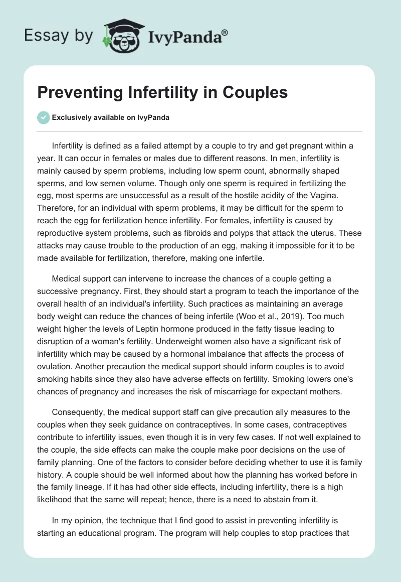 Preventing Infertility in Couples. Page 1