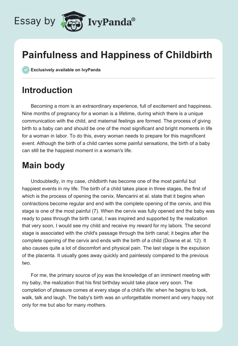 Painfulness and Happiness of Childbirth. Page 1